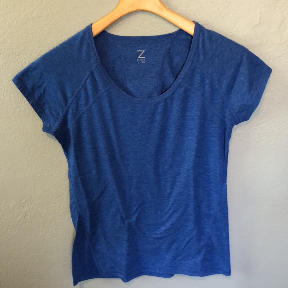 Z by Zella Blue Scoop Neck Short Sleeve Athletic T-Shirt Top Medium - Picture 5 of 8